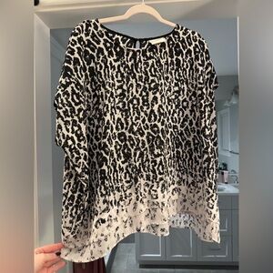 Ava & Viv Black and White Animal Print Blouse